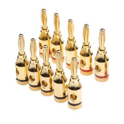 10Pcs 4mm 24k Gold-Plated Musical Cable Wire Banana Plug Audio Speaker Connector Plated Musical Speaker Cable Wire Pin Connector