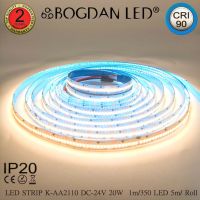 LED STRIP, K-AA2110-350-4000K DC-24V IP20 350LED/1เมตร 20W/1เมตร BOGDAN LED ไฟเส้น Natural White 4000K 1,750LED/5เมตร 100W/5เมตร ไฟริบบอนแอลอีดี