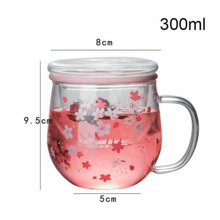 2x-sakura-mug-glass-mug-with-tea-infuser-filter-amp-lid-cherry-blossoms-cup-set-blossoms-flower-teacup-300ml-glasses