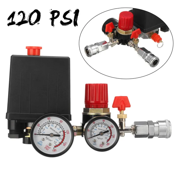 120psi Air Compressor Pressure Switch Control Valve Manifold Regulator Gauges Lazada Ph 6995