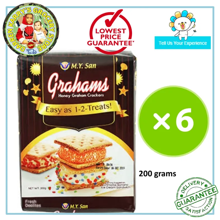 M.Y. San Grahams Honey Graham Crackers 6 X 200 grams Low Fat Low