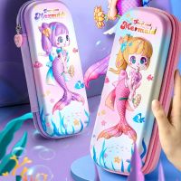 3D three-dimensional mermaid pencil case EVA plastic cartoon cute stationery box student school supplies storage box kids gifts