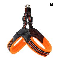 Comfortable Soft Padd Orange No Pull Breathable Leash Clips Reflective Vest Portable Easy Control Outdoor Running Dog Harness