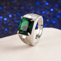 Diamond set zircon emerald mens ring fashion domineering open blue crystal ring jewelry O2OZ