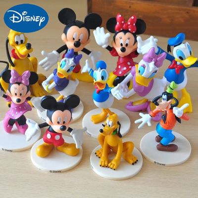 ZZOOI 6pcs/set Disney Mickey Mouse Figure Anime Cartoon Action Figurines Minnie Duck Goofy Model Dolls Girls Cake Topper Decor Toys