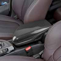 LHD คาร์บอนไฟเบอร์รูปแบบรถอุปกรณ์เสริมคอนโซลกลางฝาปิด Armrest กล่องสำหรับ BMW X1 F48 2016 2017 2018 2019 2020 2021