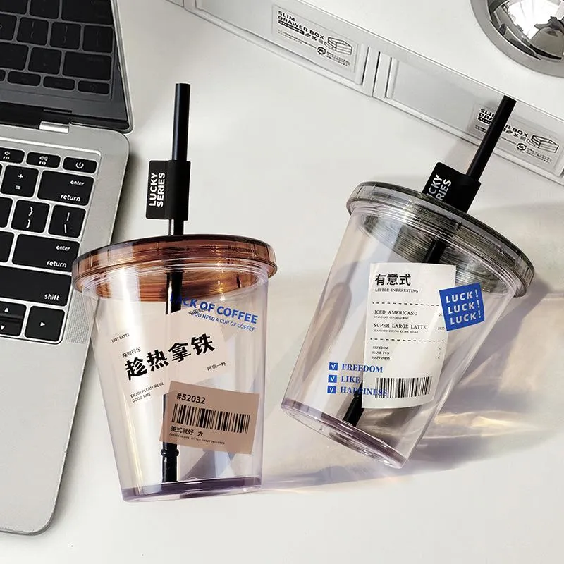 Transparent Disposable Cups with Lid Bubble Tea Coffee Water Cup