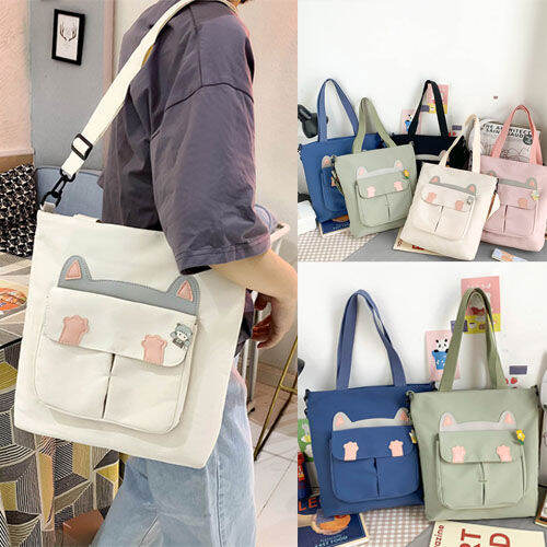 กระเป๋าผ้า Cat Slang สะพายได้ 2 แบบ Lazada.co.th