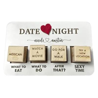 Date Night Dice 4PCS Funny Game for Couples Little Atmosphere Desktop Dice Decor Wood Date Night Dice After Dark Edition there