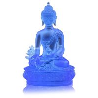 Blue HOT SALE Tibetan Medicine Buddha Statue,Translucent Resin Buddha Sculpture Meditation Decor Spiritual Decor Collectible