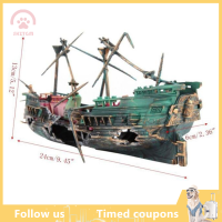 【SHZTGM】 พิพิธภัณฑ์สัตว์น้ำขนาดใหญ่ตกแต่งเรือตู้ปลาเรืออากาศแยก shipwreck Fish TANK Decor