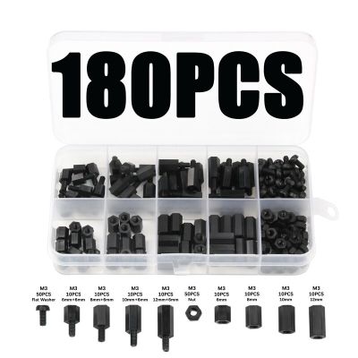 180Pcs ScrewsM3 Set Mixed Female Male Hex Nylon Standoff Spacer Column For PCB Motherboard Fixed Plastic Spacing Hardware Parts Nails  Screws Fastener