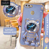 AnDyH Casing For OPPO F9 F9 PRO A7 A5S A12 A11K Phone Case Cute 3D Starry Sky Astronaut Desk Holder with lanyard