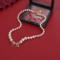 [COD] 2022 Internet celebrity Douyin hot style sweet bowknot micro-inlaid necklace pearl fresh girl all-match student