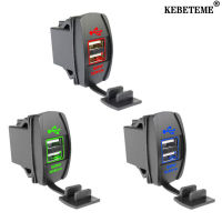 KEBETEME อะแดปเตอร์ชาร์จโวลต์มิเตอร์ไฟ LED QC3.0 12-24โวลต์3.1A แบบช่องเสียบสายชาร์จรถกันน้ำสำหรับรถจักรยานยนต์รถยนต์เรือ SUV