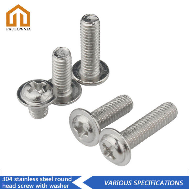 M2 M2.5 M3 M4 M5 304 Stainless Steel Phillips Round Head Screw Button ...