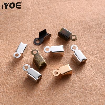 iYOE 200pcs/Lot Squeeze Leather Ribbon Cord End Beads Crimp Ends Clasp Connector For Jewelry Making Bracelet Findings Supplies