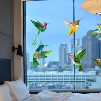 6PCS Hummingbird Sticker Glass Decal Electrostatic Glass Film Anti-Collision Window Cling To Prevent Bird Strikes Non Adhesive Wall Stickers  Decals