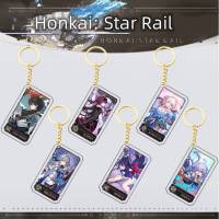 YT Honkai: Star Rail Keychain Anime Keyring Acrylic Cute Bag Pendant Cartoon Himeko March 7th Serval Key Chain Gifts TY