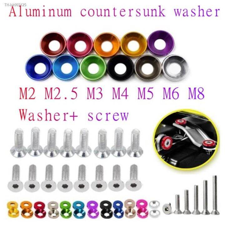 5-10pcs-m2-m2-5-m3-m4-m5-m6-m8-aluminum-colourful-anodized-countersunk-washers-gasket-with-screw