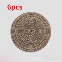 ชุด6รอบ Braided Placemats สำหรับโต๊ะรับประทานอาหารทนความร้อน Non-Slip Cup Pad Coaster ห้องครัวตาราง Mats ตาราง Accessories