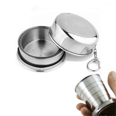 【YF】▬✧♘  75 Folding Cup Outdoor Retractable Metal Wine Glass Telescopic Folded Mug Gif