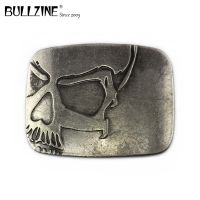 【CW】⊙♂  BULLZINE zinc alloy heavy embossed skull jeans gift belt buckle silver finish FP-03698 with 4cm width loop drop shipping