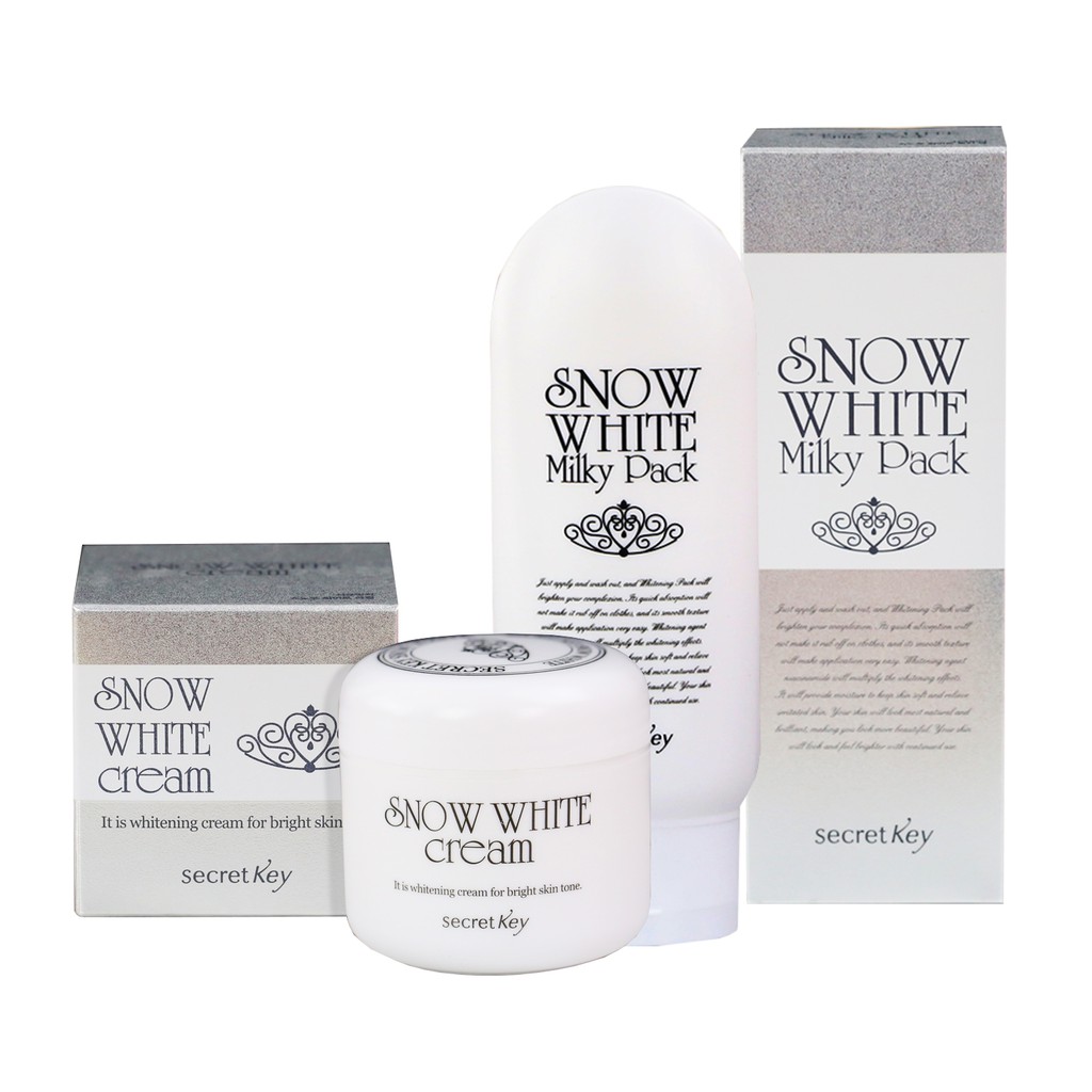 Bộ sản phẩm tắm trắng Snow White Milky Pack và Kem làm trắng Snow White Cream