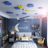 [COD] T childrens room layout wall decoration ceiling felt princess girl boy bedroom bedside back