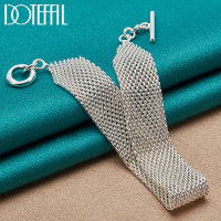 DOTEFFIL 925 Sterling Silver Watchband Network Mesh Chain Bracelet For Women Man Charm Wedding Engagement Party Fashion Jewelry