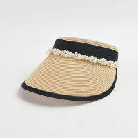 ฤดูร้อนใหม่สไตล์แฟชั่น Desige Pear Chain Visor หมวกสำหรับหมวกชายหาดกลางแจ้ง Holiday Sun Protection Straw Hats