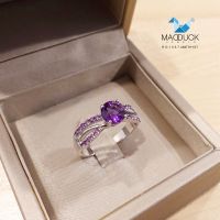 Madduckjewels แหวนเงินแท้ แหวนพลอยแท้ อเมทิสต์ (Amethyst)   ชุบโรเดียม RG1567