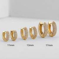 【YP】 New Gold Plated Huggie Earrings with CZ Thin Ear Hoops Cartilage Earring for Round Piercing Jewelry