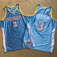 Mens เคสโทรศัพท์มือถือ/อัลเลนไอเวอร์สัน Denver Nuggets Mitchell Ness Hardwood คลาสสิกสีฟ้าอ่อน Jersey