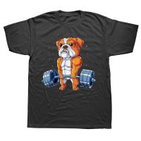 English Bulldog Weightlifting Funny Deadlift Gym Dog T Shirts Cotton Streetwear Short Sleeve Birthday Gifts Summer Style T-shirt