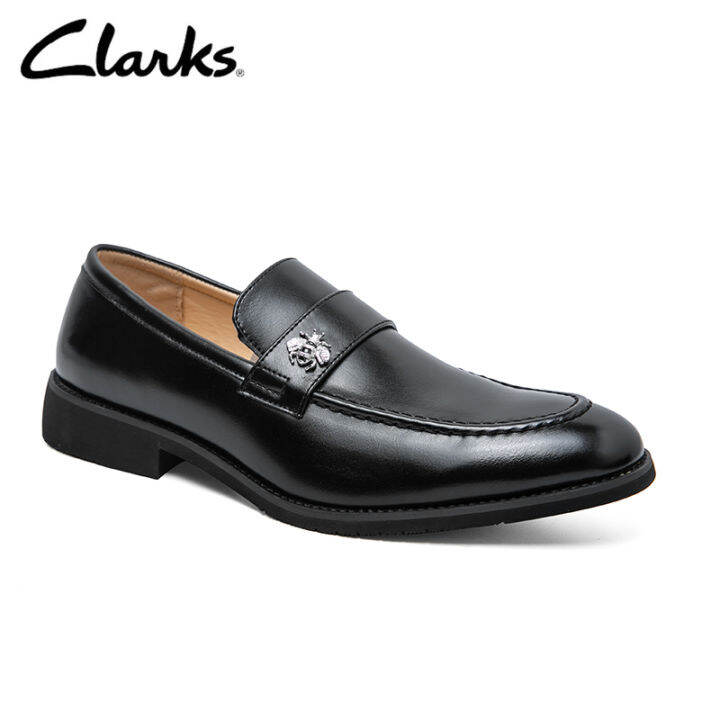 clarks-รองเท้าบุรุษ-รองเท้าแบนบูรี่-สลิปออน-รองเท้าหนังสีดำ