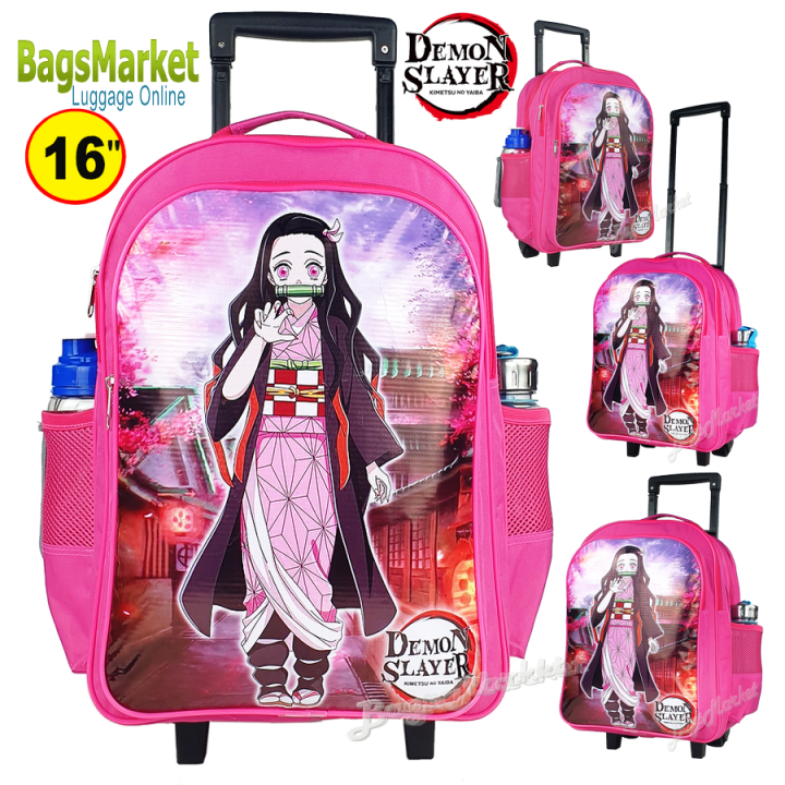 8586-shop-kids-luggage-16-ขนาดใหญ่-l-trio-กระเป๋าเป้มีล้อลากสำหรับเด็ก-กระเป๋านักเรียน-กระเป๋าเด็ก-ดาบพิฆาตอสูรเนสึโกะ-nezuko