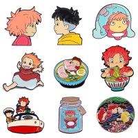 Ponyo Anime Lapel Pins for Backpacks Brooch Enamel Pin Cute Brooches Pines Badges Fashion Jewelry Accessories Gifts for Kids