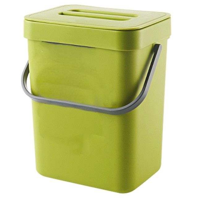 GDFD SHOP Trash Can With Lid Under Sink Green Trash Can Plastic Waste ...