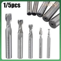 FEELDG 1/5pcs เหล็ก เครื่องมือตัดไม้ 2 ปลายขลุ่ย หัวกัด คัตเตอร์มิลล์ CNC ตรง Shank ดอกสว่านเจาะไม้