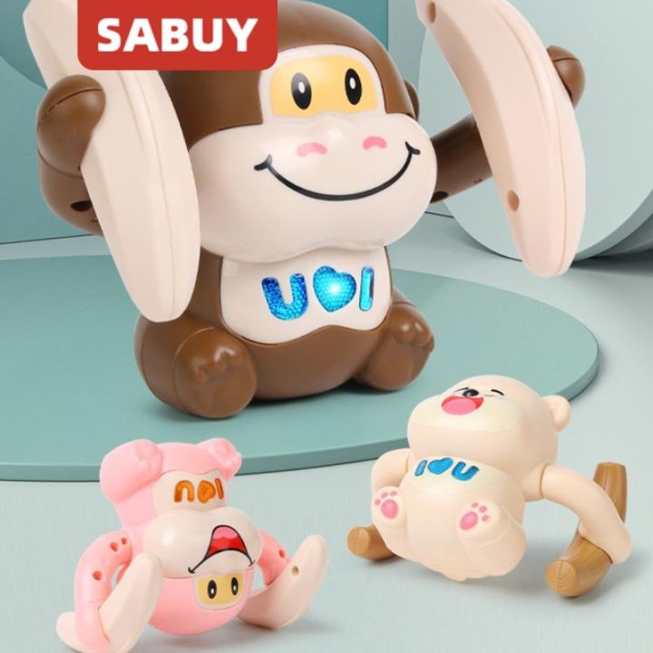 sabuy-ลิงกลิ้งน่ารักของเล่นเด็กดนตรีแสงความบันเทิงของเล่น