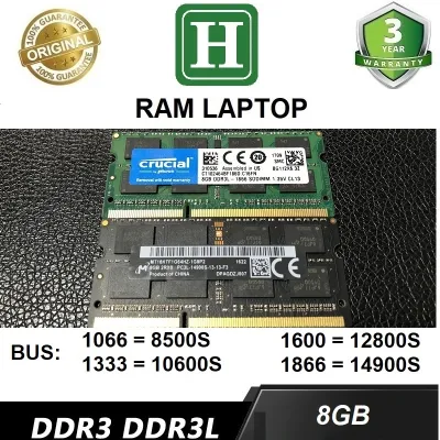 Ram Laptop DDR3L 8GB bus 1866, 1600 và một số loại khác, hàng chính hãng bảo hành 36 tháng