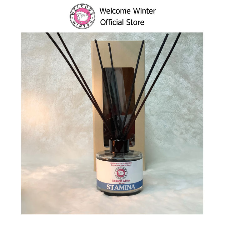 welcomewinter-ก้านไม้หอมปรับอากาศกลิ่นน้ำมันหอมระเหย-essential-oil-stamina-reed-diffuser-110-ml