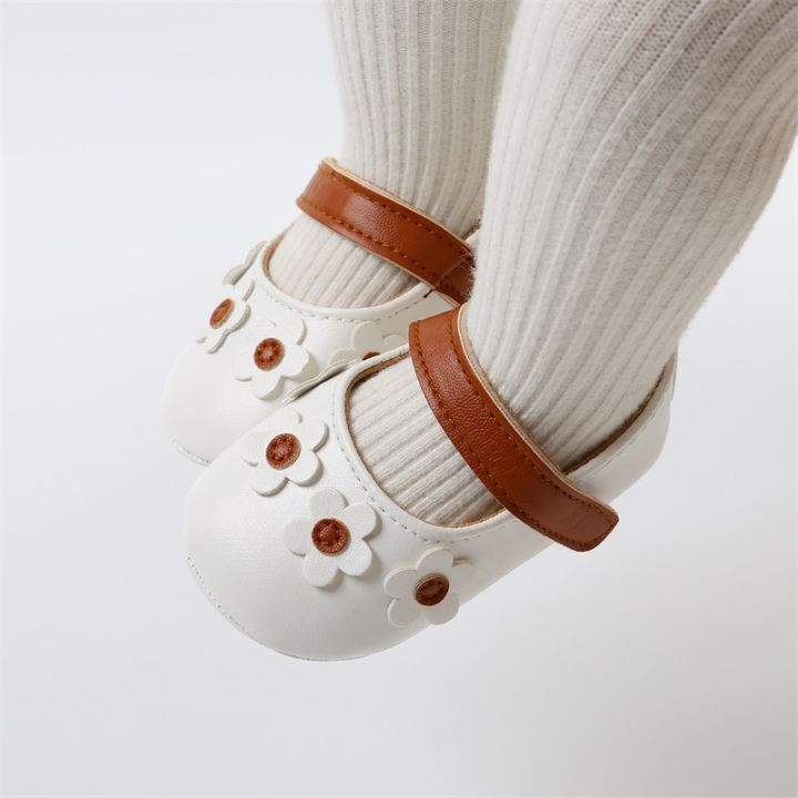 รองเท้าเด็กหญิงดอกไม้สำหรับรองเท้าชุดเดรสเจ้าหญิงรองเท้าส้นเตี้ย-mary-jane-น้ำหนักเบามีพื้นรองเท้ายางกันลื่น