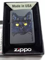 ZIPPO  48491  BLACK CAT  DESIGN   BLACK MATTE COLOR IMAGE   สีดำเมทาลิค ลายแบบสกรีน  รูปแมว   ของใหม่ไม่ผ่านการใช้งาน  มาพร้อมกล่อง  รับประกันของแท้