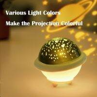 Cartoon UFO Projection Light  Rechargeable 3 Color LED Nightlight Type-C Interface 3 Patterns Ambience Lamp Gift For Children Night Lights