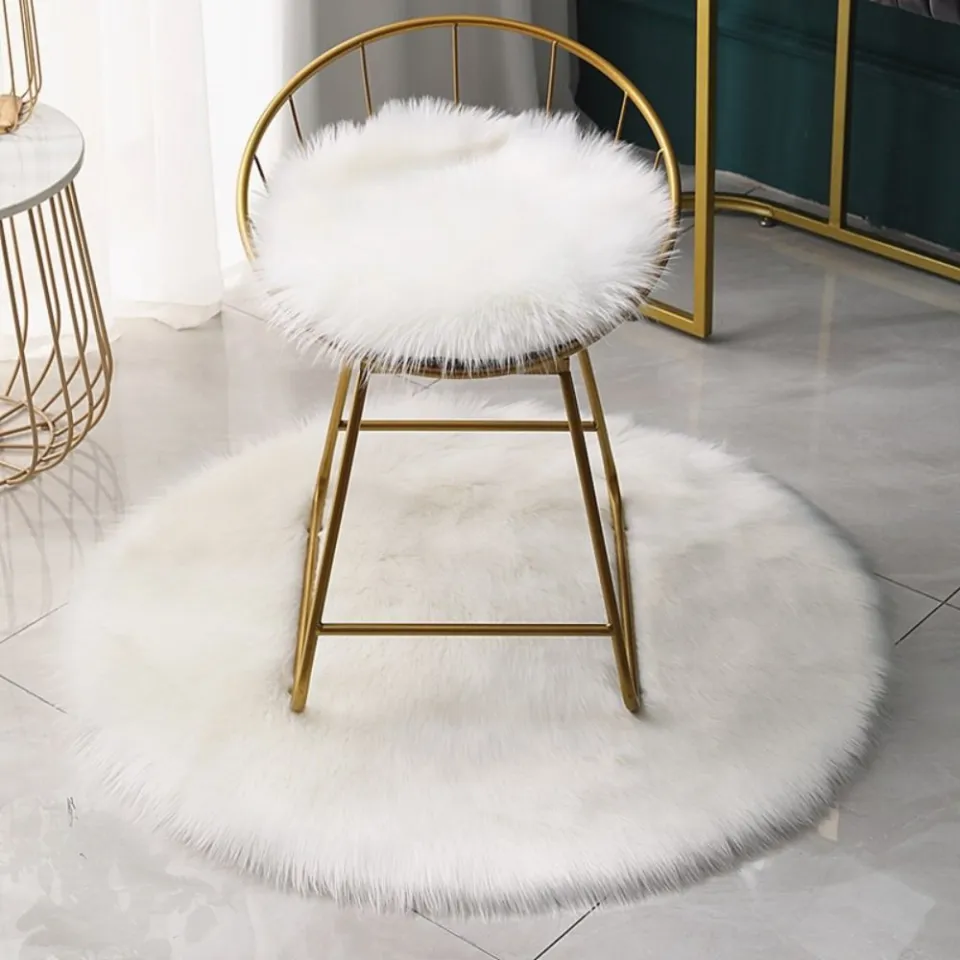 White fur chair cushion hot sale