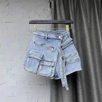 Soefdoo กางเกงยีนส์ขายาวสำหรับผู้หญิง,กางเกงผ้ายีนส์มีกระเป๋าและกระเป๋าผ้ายีนส์เอวสูง2023ลำลองฤดูร้อนกางเกงขาสั้น