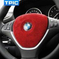 TPIC Alcantara ห่อสำหรับ BMW X5 E70 X6 E71 2008-2013พวงมาลัยถุงลมนิรภัยฝาครอบล้อกรอบสติกเกอร์อุปกรณ์เสริมรถยนต์ขึ้นรูปภายใน