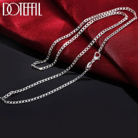 DOTEFFIL 925 Sterling Silver 2mm Inch Side Chain Necklace For Women Man Fashion Wedding Charm Jewelry